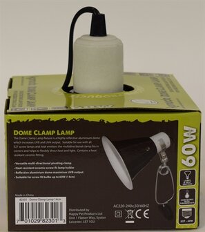 Komodo black dome clamp lamp fixture