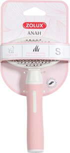 Zolux anah slickerborstel soft intrekbaar roze / wit Zolux anah slickerborstel soft intrekbaar roze / wit