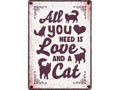 Plenty gifts waakbord blik all you need is love and a cat Plenty gifts waakbord blik all you need is love and a cat