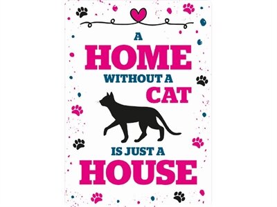 Plenty gifts waakbord blik home without a cat Plenty gifts waakbord blik home without a cat