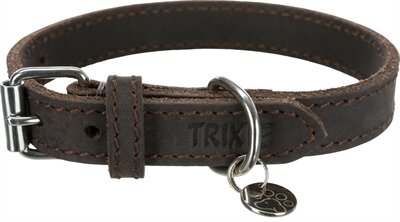 Trixie halsband hond rustic vetleer donkerbruin Trixie halsband hond rustic vetleer donkerbruin