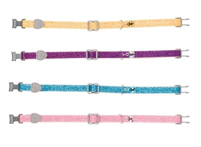 Trixie halsband kat glitter met kunststof sluiting assorti Trixie halsband kat glitter met kunststof sluiting assorti
