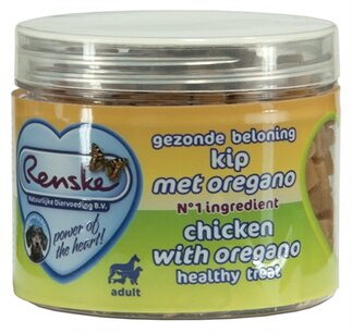 Renske hond gezonde beloning mini hartjes kip / oregano Renske hond gezonde beloning mini hartjes kip / oregano