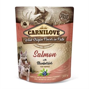 Carnilove dog pouch zalm / blauwe bes voor puppies Carnilove dog pouch zalm / blauwe bes voor puppies