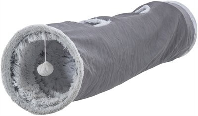 Trixie katten speeltunnel harvey velours / pluche grijs Trixie katten speeltunnel harvey velours / pluche grijs